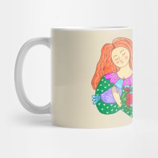 Girl Bird Flowers Mug